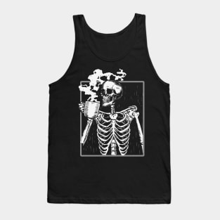 Skeleton Drinking Coffee Halloween Gift for Coffee Addicts Tank Top